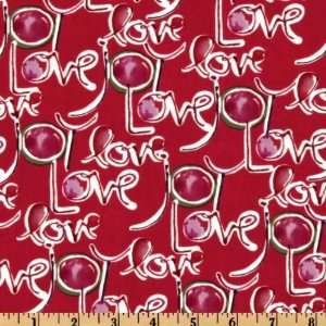  44 Wide Ambrosia Holiday Love Joy Red Fabric By The Yard 