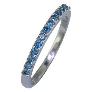   Gold Blue Diamond Eternity Band Ring. (1 Cttw, SI Clarity) Jewelry