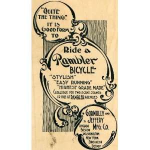  1895 Ad Rambler Bicycle Gormully Jeffery Manufacturing 