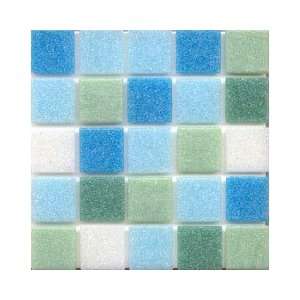   Blue/Ice Green Blend 0.75 x 0.75 Glass Mosaic Tiles