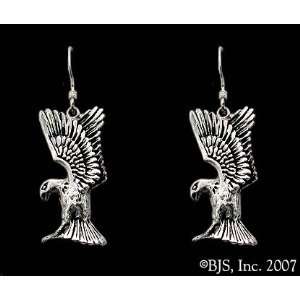   White Gold, 14k. White Gold Ear Wires, Eagle Animal Jewelry, 14 k gold