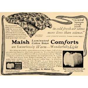  1907 Ad Chas A Maish Co Laminated Cotton Down Comforts 