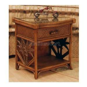   Palm Nightstand w/ Glass (TC Antique) 401 5301 TCA Furniture & Decor