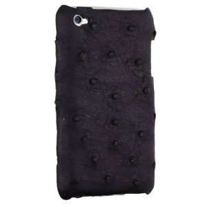  iPod Touch 4g Genuine Ostrich Leather Snap On Case, Purple 