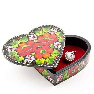  Heart Shaped Wooden Jewelry Box, Jewelry Boxes, Hand Painted 