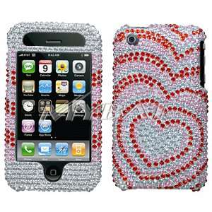  iPhone 3G 3GS Bling Crystal Diamond Pink Hearts Design 