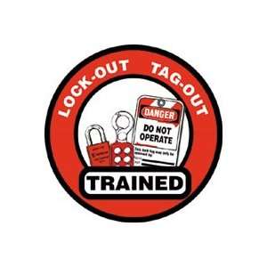 Labels LOCK OUT TAG OUT TRAINED (W/GRAPHIC) 2 1/4 Adhesive Vinyl
