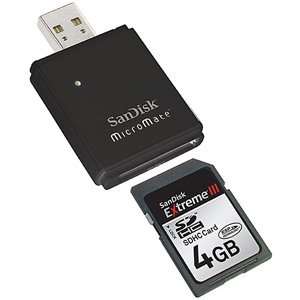  Sandisk 4gb Extreme III Secure Digital SDHC with Free USB 