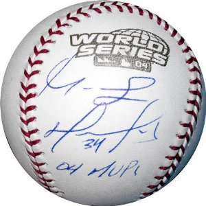 Manny Ramirez and David Ortiz Dual Autographed 2004 World Series 