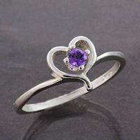   African Amethyst Solid Sterling Silver Heart Ring (Ring Sizes 4   11