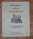 ECONOMY JIM DANDY TRACTOR OWNERS MANUAL / PARTS LIST