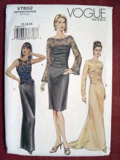 VOGUE MISSES CLOSE FITTING, LINED DRESS PATTERN 7852 Sz 12 16 OOP 