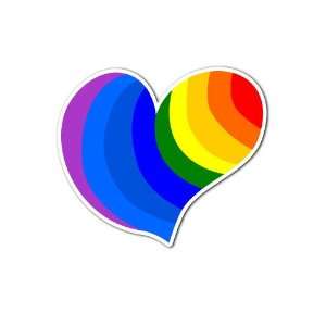  Heart Rainbow Flag Car Bumper Sticker Decal 4.5x4 