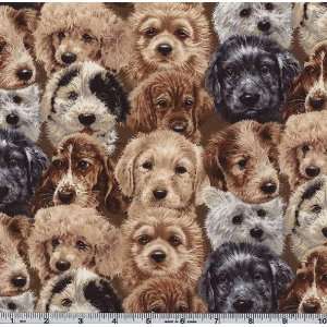  45 Wide Pets At Play Puppy Faces Fabric By The Yard 