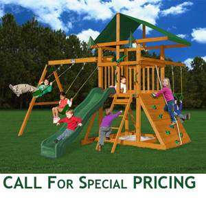 Outing III Wooden Swing Set 2 Swings & 1 Trapeze, Gorilla Playsets 