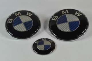 3x Blue CARBON FIBER EMBLEM Kit BMW E36 E39 E60 E65 E90  