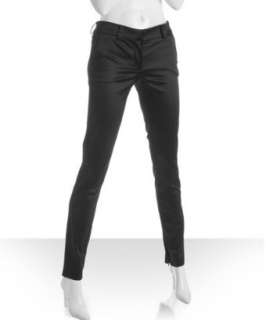 black sateen zip leg skinny pants   