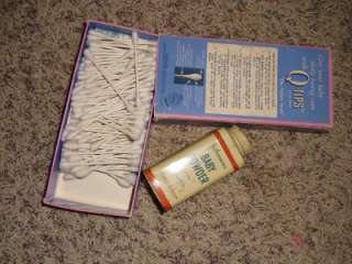Vintage Johnsons Baby Powder TIN & Box Q Tips old  