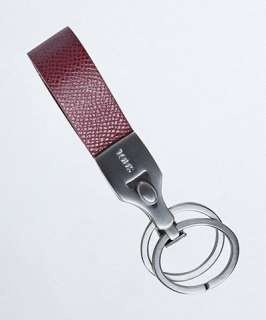 Tods red leather looped double ring key chain