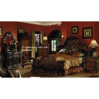 4pc King Size Bedroom Set in Brown Cherry Finish