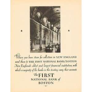  First National Bank of Boston Ad from October 1930 