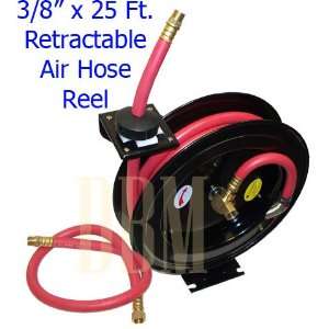  1/2 x 25 Ft. Retractable Rubber Air Hose Reel 250 PSI 
