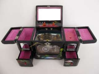 VTG JAPAN SCENIC BLK LACQUER JEWELRY MUSIC BOX ANIMATED  