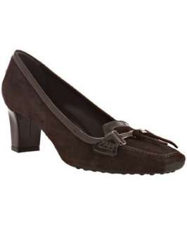 Tods dark brown suede Kiomi loafer pumps  