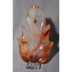  Carnelian Carved Crystal Leaf   Madagascar