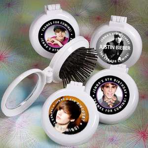 Justin Bieber Personalized Compact Mirrors & Brush Favor  