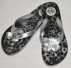 BCBGeneration Gilda Silver Jelly Flip Flop Thong Sandals w/Bow 