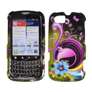 603 Black Green with Pink Purple Butterfly Swirls Flower Garden Design 