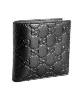 Gucci black guccissima leather bi fold wallet  