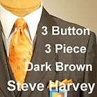 58L Suit STEVE HARVEY Dark Brown Streaked Mens Suits 58 Long   XH78