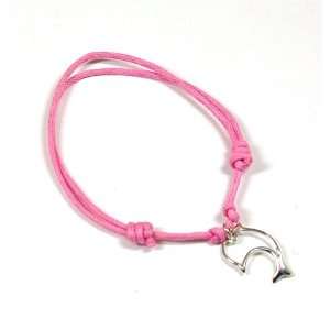 Jo For Girls 925 Silver Pink Cord Bracelet With Dolphin
