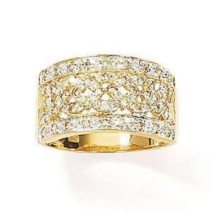  14k Gold Diamond Geometric Filigree Ring (Size 9) Jewelry