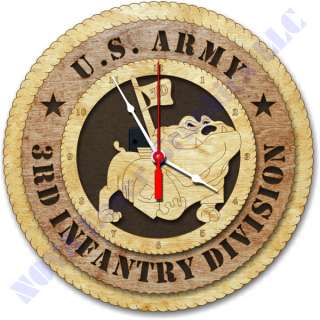 Army 3ID Rocky Mascot Birch Wall Clock  