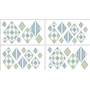  Blue and Green Argyle Baby and Kids Wall Decal Stickers 