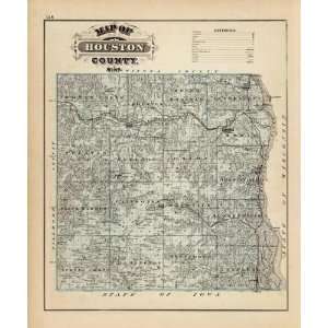  Map of Houston County, Minnesota, 1874 Arts, Crafts 