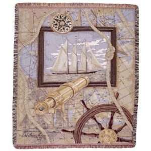 Sailing Nautical Mid Size Deluxe Tapestry Throw Blanket  