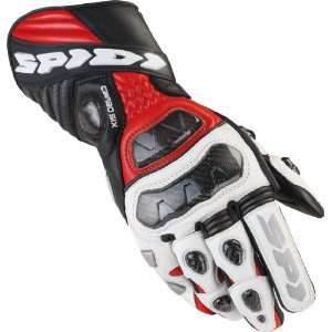  Spidi Carbosix Leather Motorcycle Glove Red/Black/White LG 