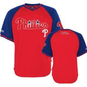   Phillies Red/Royal Stitches V Neck Jersey