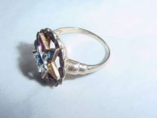   10K YELLOW GOLD EASTERN STAR RING MULTICOLOR STONE F.A.T.A.L.  