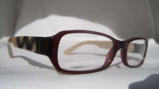 Burberry Glasses Eyeglasses 2082 3014 Burgundy Beige Plaid Authentic 