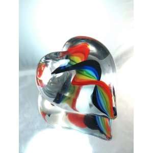  Murano Hand Blow Glassrainbow Twist Heart Glass Paperweight 