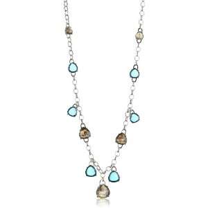 Anne Klein Evylyn Silver Tone Teal and Abalone Chain Necklace, 36