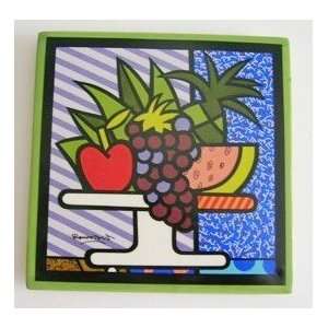  Romero Britto Trivet with Bowl of Fruit 