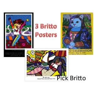  Romero Britto Three EVENT Posters ** RARE **