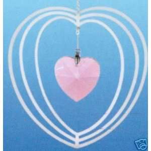   Swarovski Crystal Pink Heart Feng Shui Chrome Ornament