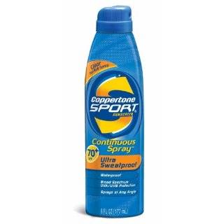 Coppertone Sport Continuous Spray SPF 70, 6 Ounce Bottle (Pack of 3)